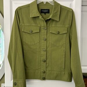 Trucker Style Liverpool Los Angeles Button Down Jacket Eucalyptus Green Sz S